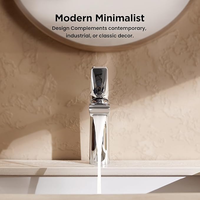 JOMOO Waterfall Bathroom Faucets, Modern Single Handle Bathroom Sink Faucet for 1 or 3 Holes, Washbasin Faucet with Deck, Pop-up Drain and Supply Hoses