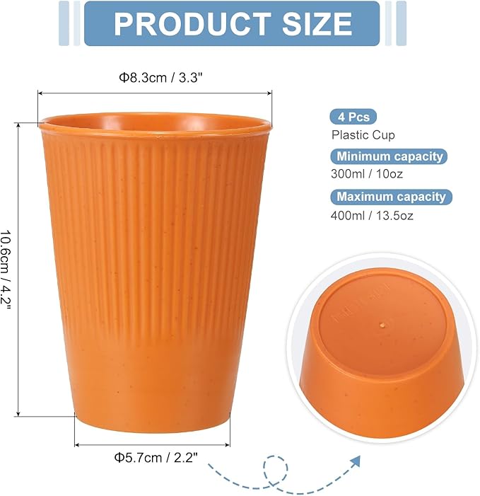 uxcell 4 Pcs Simple Toothbrush Cup, 3.3 x 3.3 x 4.2 Dishwasher Safe Bathroom Tumbler Reusable Plastic Cup Set for Storing Toothpaste Combs, Orange