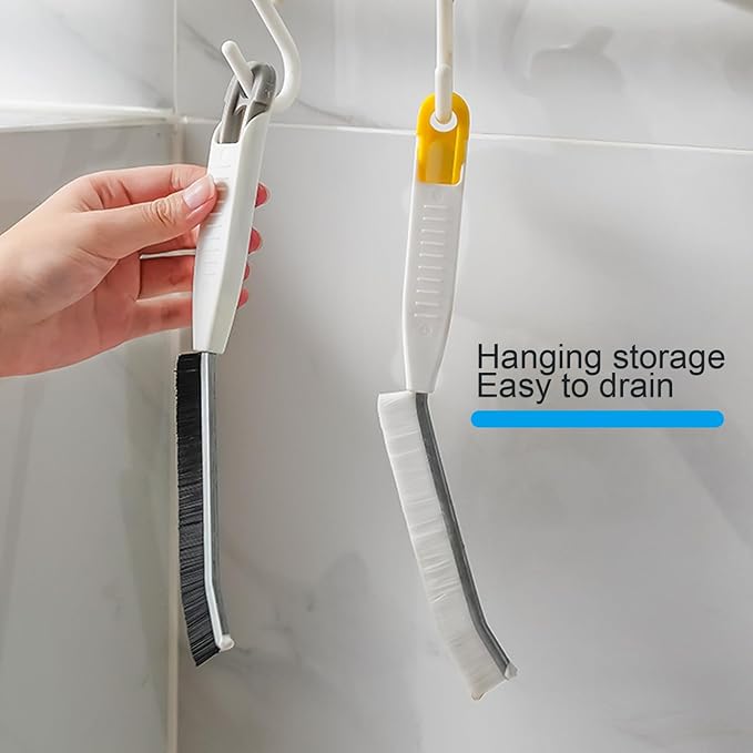 Hard Bristle Crevice Cleaning Brush,Multifunctional Gap Scrub Brush, Suitable for Tile Gaps, Bathroom, Kitchen, and Sink, with Anti-Slip Handle Design (2 Pieces)