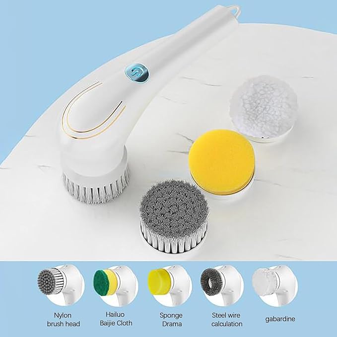 Electric Spin Scrubber, Electric Spin Cleaning Brush with 5 Brush Heads - USB Rechargeable Cordless Cleaning Tools - Electric Spin Cleaning Brush Suitable for Bathroom Wall Tiles Floor Bathtub Kitchen