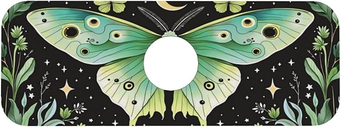 Butterfly Moon Garden 15" X 5.5" Kitchen Sink Splash Guard, Faucet Guard Draining Mat, Faucet Suction Pad For Kitchen Bathroom