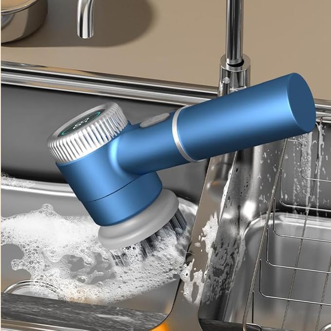 DONGKER Electric Spin Scrubber,3 Speeds Adjustment Handheld Electric Scrubber with 5 Replaceable Brush Heads for Floor Tub Tile Kitchen Car
