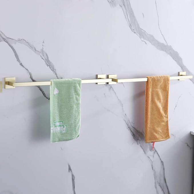 LANC Gold Towel Bars for Bathroom Wall Mounted 20-Inche Brushed Gold Bath Towel Racks Stainless Steel Towel Rod for Bathroom Kitchen Towel Holder Towel Hanger Towel Rail, 2 Pack A9010BG-L5P2