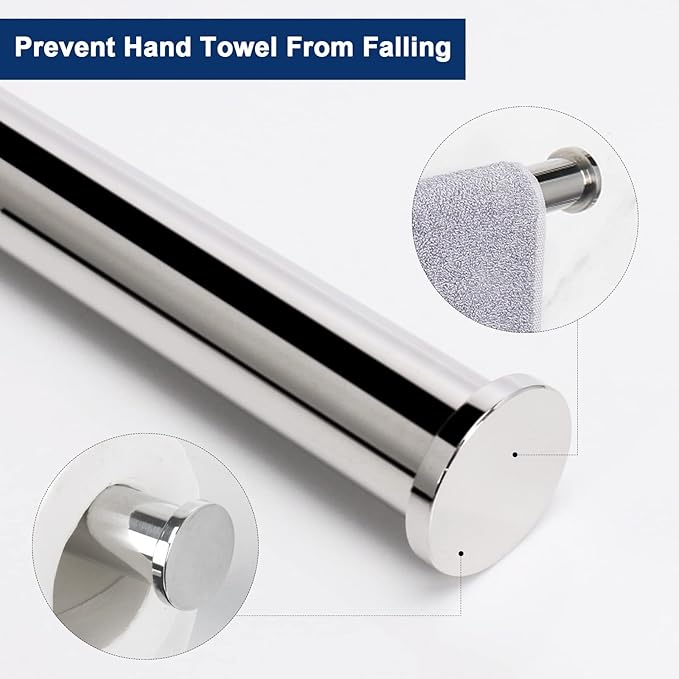 NearMoon Bath Toilet Paper Holder+ Hand Towel Holder, 2 Pieces Bathroom Hardware Set- Premium 304 Stainless Steel Toilet Roll Holder and Towel Rack Wall Mounted for Bathroom/Kitchen (Chrome Finish)