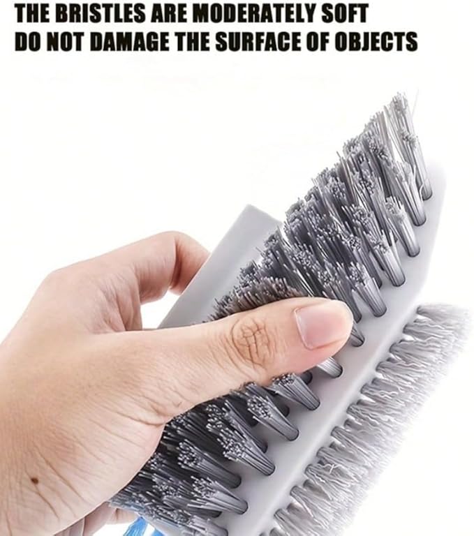 3 Pcs Versatile Stiff Bristle Crevice Cleaning Brush Tool for Kitchen Bathroom Window Tracks 2 in 1 Handheld Deep Grout Scrubber for Tile Joints Sliding Door Slots No Dead Spots (White)