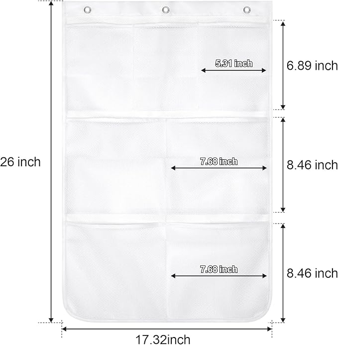 F-color Cruise Essentials 2026 - Mesh Shower Organizer Hanging with 7 Pockets for RV Gym Camping, Quick-Dry Portable Toiletry Bag with Metal Hooks for Bathroom Travel Toiletries