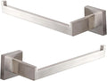 LANC Bathroom Hand Towel Holder 2 Pack Left and Right Side Brushed Nickel Hand Towel Bar 2 Pack 10 Inche Square Towel Ring for Kitchen Cabinet Wall Mount Towel Rack Hanger,A8806BN-LRP2