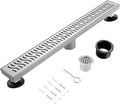 36 Inch Linear Shower Drain, Brushed Nickel Shower Drain, Removable Grate, 304 Stainless Steel, Easy to Install and Clean for Bathrooms (Drain Base Not Included), LSD-51A-36S