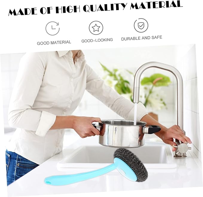 Gatuida 1set Stainless Steel Pot Cleaning Brush Dish Washing Brush Reusable Grout
