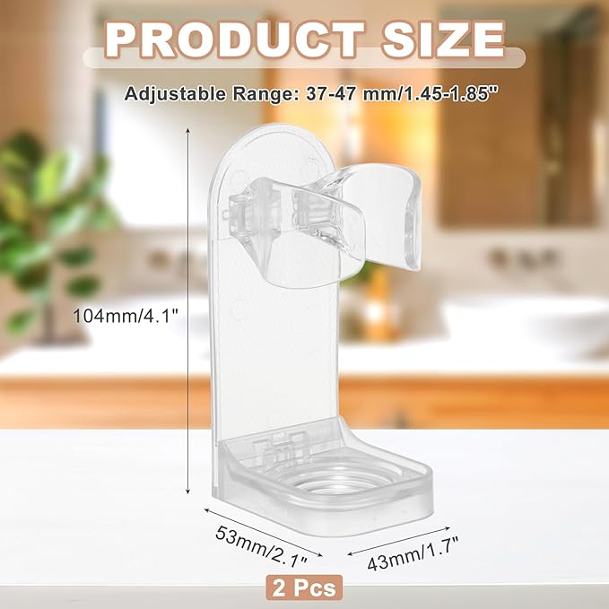 uxcell 2Pcs Electric Toothbrush Holder, Adjustable Wall Mounted Plastic Toothbrush Organizer Adhesive Storage Organizer Stand for Bathroom Tooth Brush Toothpaste Storage, Clear