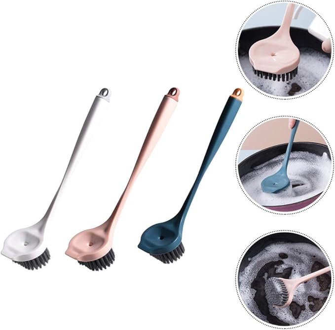 Hemoton 3Pcs Cleaning Brush Handle Kitchen Sponge Window Cleaner Kitchen Dish Cleaner Sink Brush Washing Dish Scrubber scrubbing abs tub Toilet