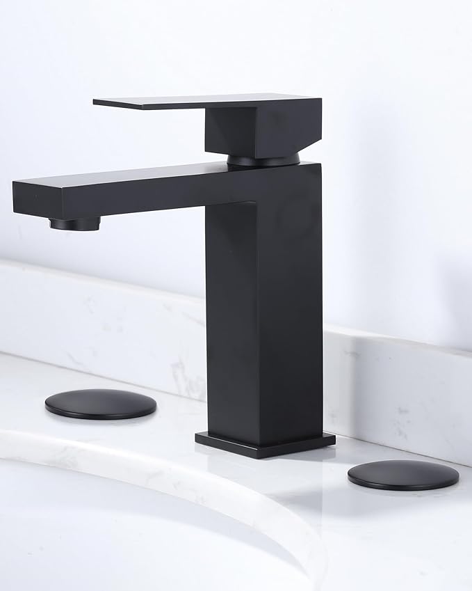 Brass Metal Faucet Hole Cover, 2-PCs Plug for Sink Countertop, Matte Black