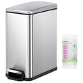 Small Bathroom Trash Can with 15 Garbage Bags,2.6 Gallon Stainless Steel Garbage Can with Lid Soft Close,Small Trash Bin for Bathroom,Kitchen,Home Office,Silver