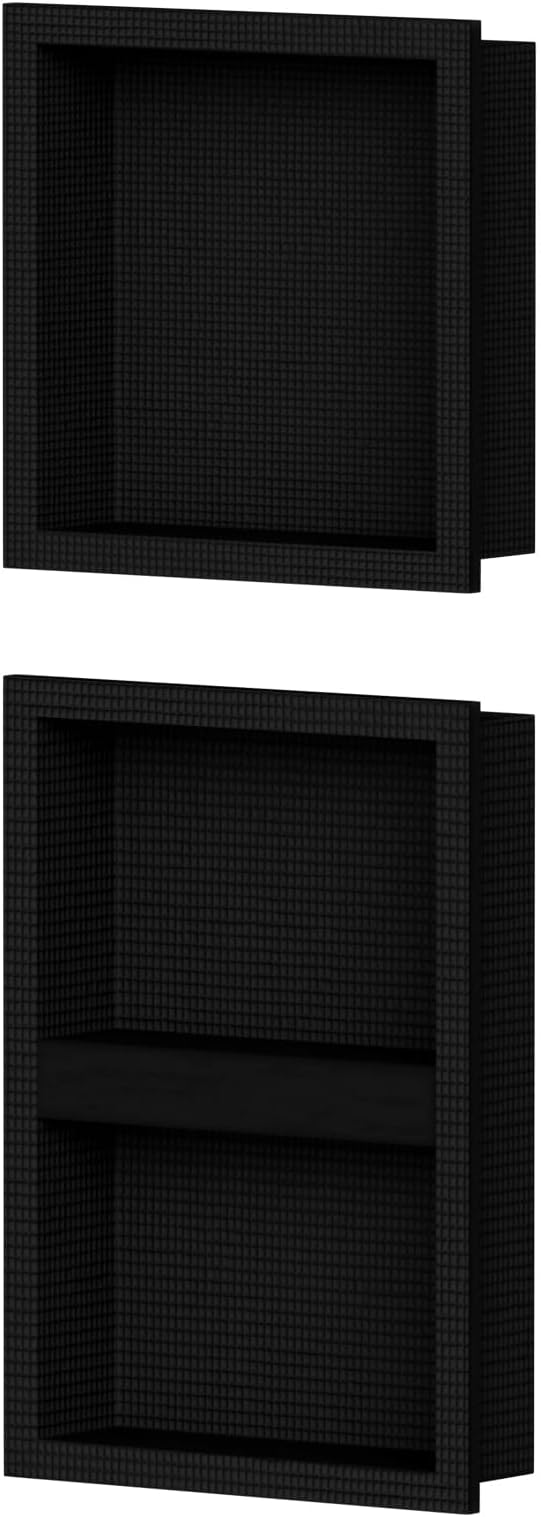 Homevacious Bathroom Wall Niche 14"X34"(14"x14"+14"x20") XPS Shower Niche Insert Tile Ready Triple Waterproof Shelf Black Recessed Shower Boxes with Removable Shelf for Bathroom Storage