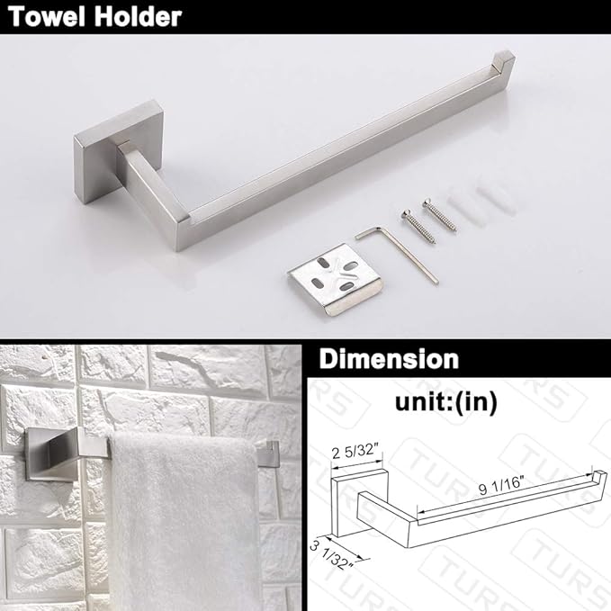 TURS 4 Pieces Bathroom Hardware Accessories Set Brushed Towel Holder Set,Wall Mounted,Premium Stainless Steel.Q7BRP4-40CM