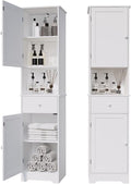Tall Bathroom Cabinet, Storage Cabinet with 2 Doors & 2Drawer, with Ajustable Shelve, for Bathrooms, Kitchens,Entrances,Bedrooms（White）
