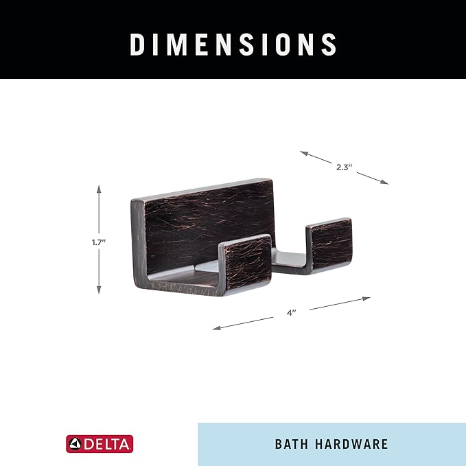 DELTA FAUCET 77736-RB Vero Wall Mounted Double Towel Hook in SpotShield Venetian Bronze