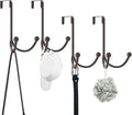 HFHOME 4Packs Over The Door Double Hanger Hooks, Metal Twin Hooks Organizer for Hanging Coats, Hats, Robes, Towels- Brown