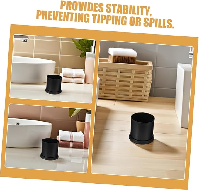 ERINGOGO 2pcs Toilet Brush Holder Black Round Plastic Design with Slip Base Bathroom Cleaning Accessories Easy to Maintain and Contemporary Look