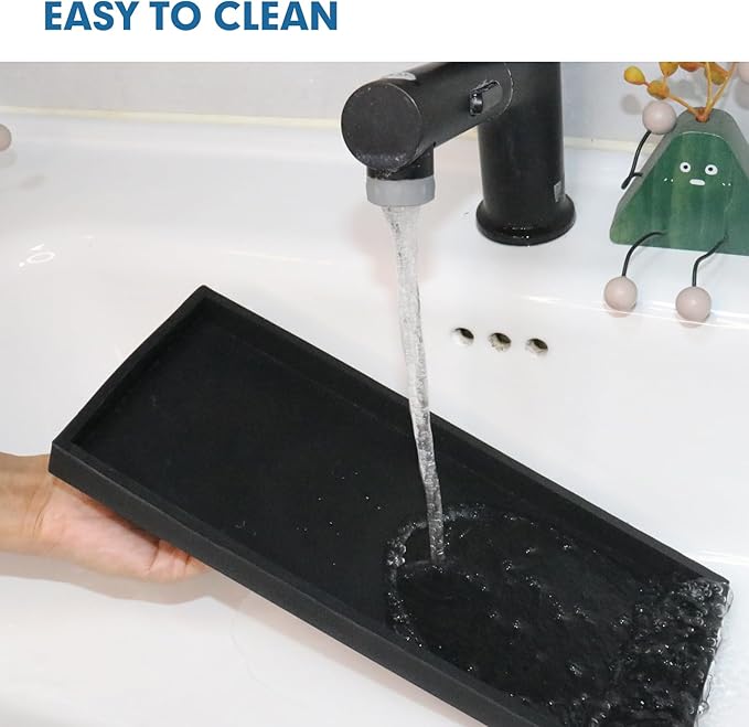 Bloss Vanity Tray with Soap Dish - 11.8" BathroomTrays, Silicone Vanity Tray, Marble Countertop Trays, Toilet Tank Tray, Kitchen Counter Trays