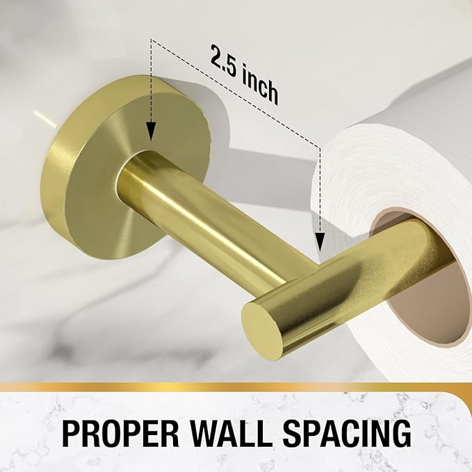 HITSLAM Gold Toilet Paper Holder Wall Mount, Double Post Pivoting Toilet Paper Roll Holder, SUS304 Stainless Steel Toilet Tissue Holder, Modern Tissue Holder for Bathroom, Kitchen, Washroom