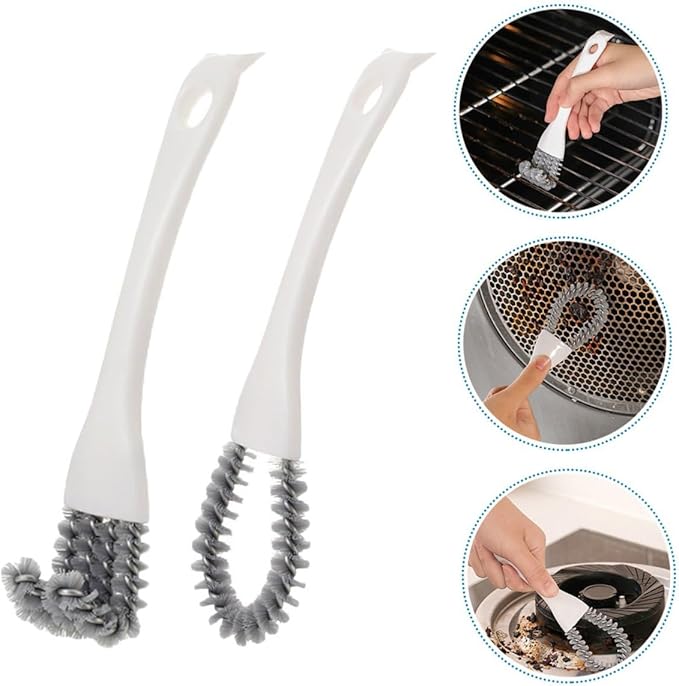 Veemoon Multi-use Kitchen Crevice Cleaning Brush Set 2pcs with U-Shaped and Angled Heads, Strong Stain Removal for Stove, Grill, and Narrow Gaps, Household Scrub Tool for Deep Groove