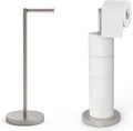 Free Standing Toilet Paper Rack, SUS304 180 Degree Rotatable Tissue Holder with Shelf, Brushed Nickel Bathroom Storage Toilet Roll Stand