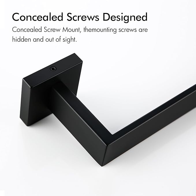 BANOLUX Towel Rack, 16-Inch Single Towel Bars for Bathroom, Towel Racks for Bathroom Wall Mounted SUS304 Stainless Steel Hand Towel Holder Organize Heavy Duty, Matte Black Towel Bar