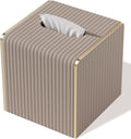 Tissue Box Cover,Beige Cube Leather Tissue Box Holders with Gold-Tone Edging Accents,Decorative Tissue Covers for Bathroom Toilet Bedroom Living Room Table Desk Office Car,Decor Aesthetic
