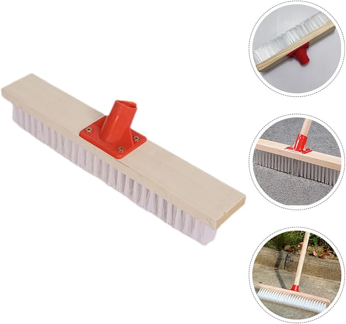 BESPORTBLE Long Handle Stiff Bristle Floor Scrub Brush 40cm Nylon Decking Brush for Patio and Bathroom Tile Cleaning Outdoor Heavy Duty Scrubber for Grout and Carpet Stain Removal