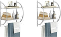 GOFLAME Wall Mounted Bathroom Shelf Set of 2, 2-Tier Chrome Towel Rack with Leaky Design Shelves, Towel Bars, Chrome Bathroom Shelf for Living Room Kitchen Bathroom, Silver