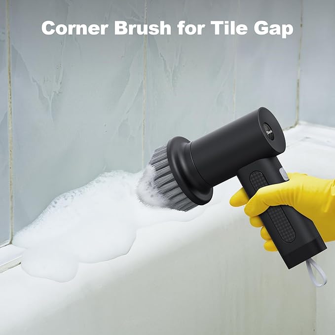 2Pcs Corner Brush Heads Set for Electric Spin Scrubber Cleaning Corners Gap Edge, and Hard-to-Reach Places(Black)