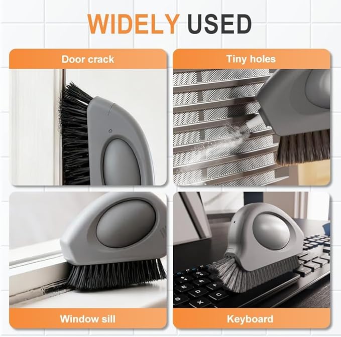 2 in 1 Grooving Cleaning Brush,Window Track Cleaning Tools,Grooving Cleaning Brush Grout Cleaner Tool,Multifunction Window Track Cleaner with Hard and Hidden Scraper, for Sliding Door Track Window (2)