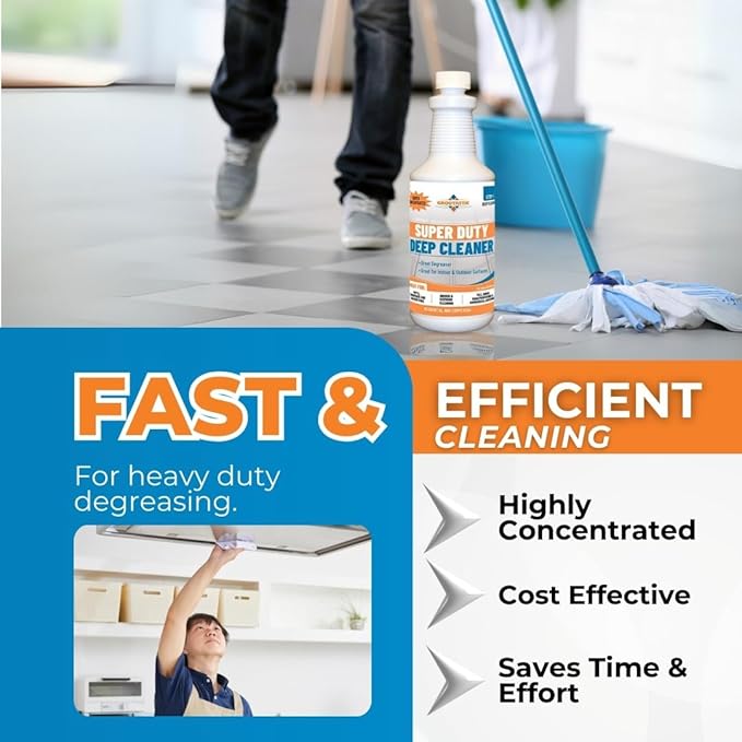 Super Duty Degreaser – Heavy Duty Tile & Grout Cleaner for Kitchens, Bathrooms & Floors – Removes Grease, Soap Scum & Deep Stains – Concentrate