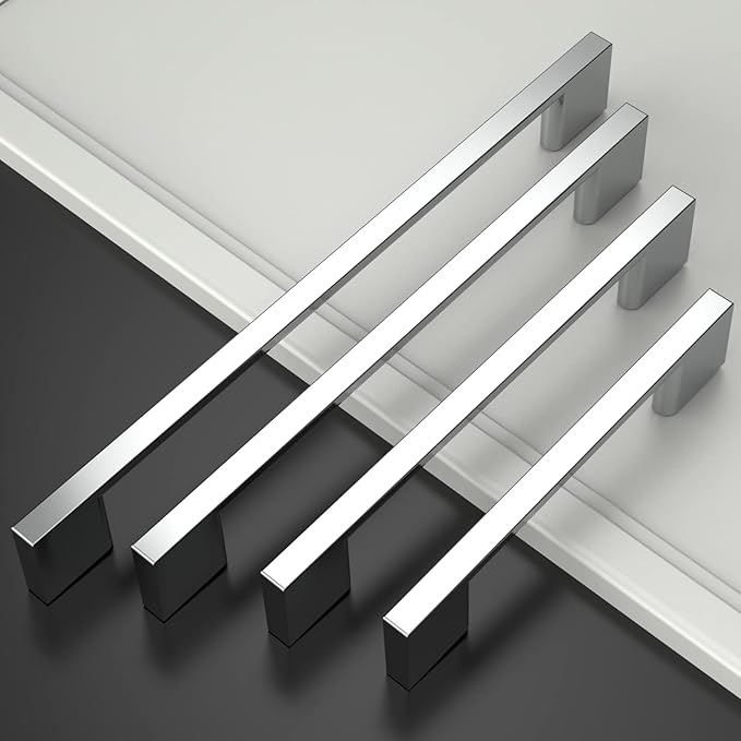 Amerdeco 10 Pack Polished Chrome Cabinet Pulls 6.3 Inch(160MM) Hole Centers Kitchen Cabinet Handles Cabinet Hardware Kitchen Handles for Cabinets Cupboard Handles Drawer Pulls ZH0060…
