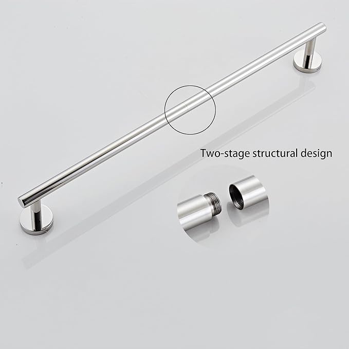 Bathroom Towel Bar, 24-Inch Towel Rack for Bathroom Wall Mounted, Chrome Thicken SUS304 Stainless Steel Towel Rod Modern Home Decor(Total Length 26-Inch)