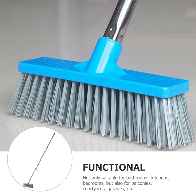 Healifty Long Handle Stiff Bristle Floor Scrubber Brush for Bathroom and Shower Tile Cleaning, Heavy Duty Grout Scrubbing Brush Suitable for Indoor and Outdoor Floors
