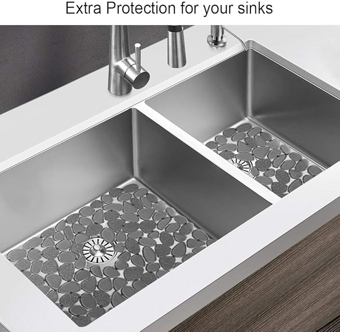 Kitchen Sink Protector Mats, Kitchen Sink Mats, Adjustable Pebble, Grey
