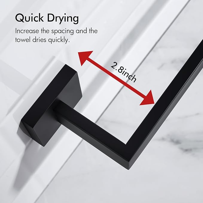 BANOLUX Towel Rack, 16-Inch Single Towel Bars for Bathroom, Towel Racks for Bathroom Wall Mounted SUS304 Stainless Steel Hand Towel Holder Organize Heavy Duty, Matte Black Towel Bar