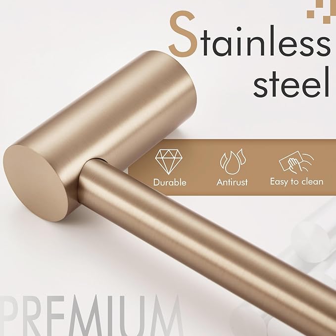 KOKOSIRI Bathroom Towel Holder 12-Inch Hand Towel Bars Wall Mounted Bathroom Hardware Accessories Champagne Bronze Stainless Steel, B4007CPG-L12