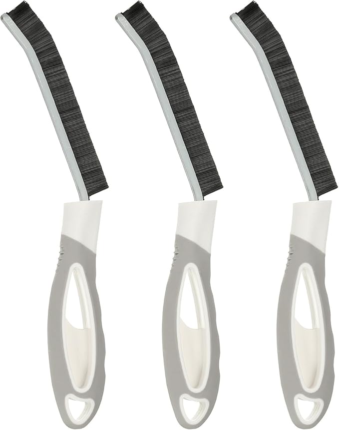PATIKIL Hard Bristle Crevice Cleaning Brush, 3Pcs Multifunctional Gap Cleaning Brush Corner Cleaning Brushes Tool for Little Corner Kitchen Bathroom Toilet Windows, Grey Black