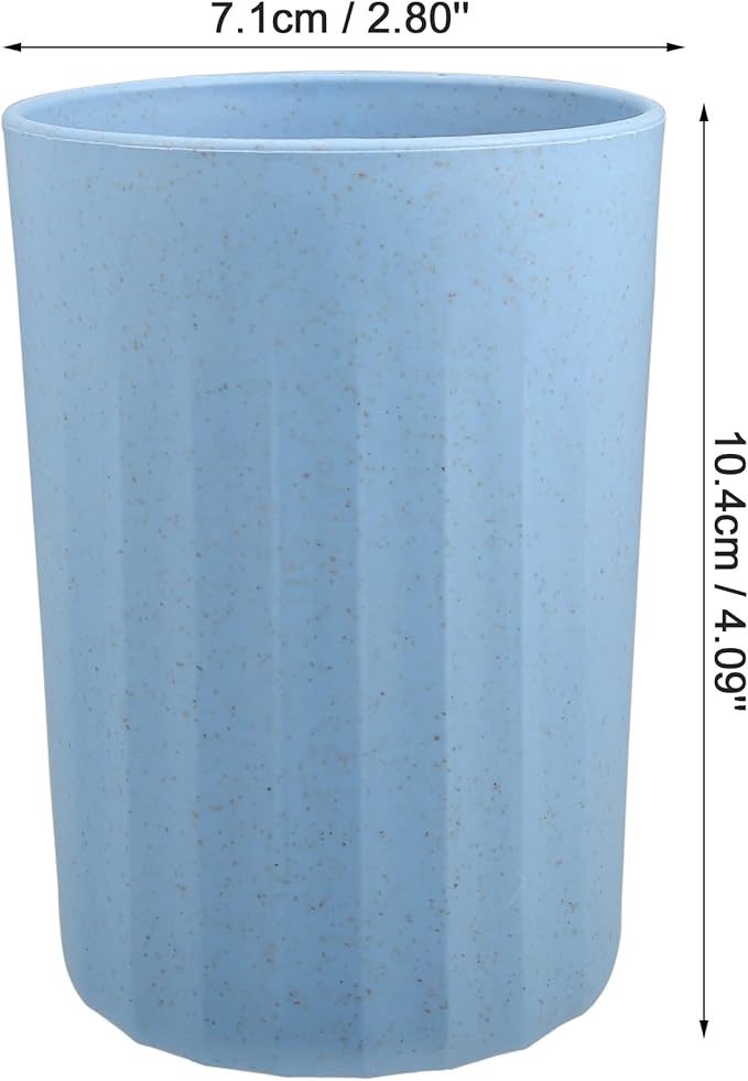VOCOSTE 1Pc Bathroom Tumbler with Smooth Lines, Wheat Straw Cup, for Bathroom for Toothpaste Blue 4.09''x2.80''