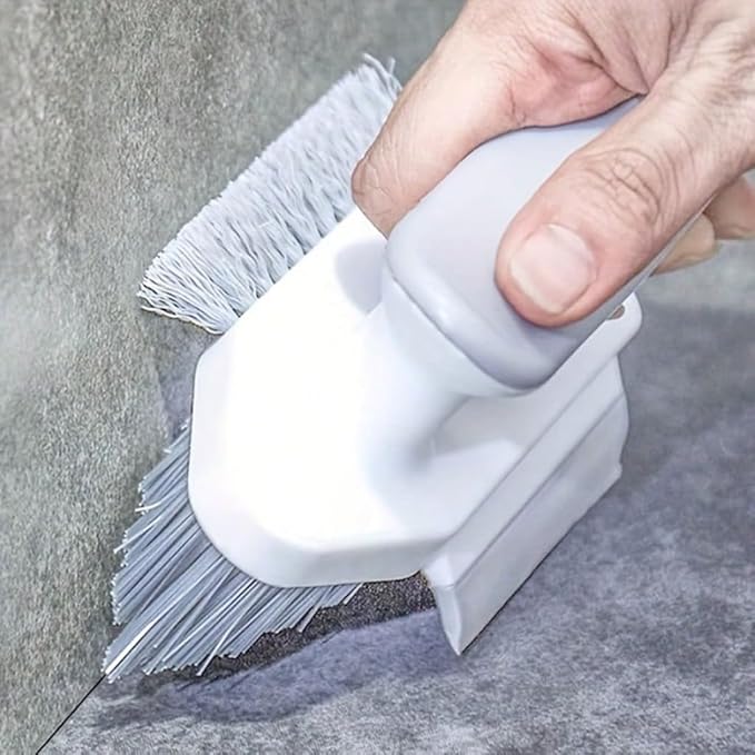 3 Pcs Versatile Stiff Bristle Crevice Cleaning Brush Tool for Kitchen Bathroom Window Tracks 2 in 1 Handheld Deep Grout Scrubber for Tile Joints Sliding Door Slots No Dead Spots (White)