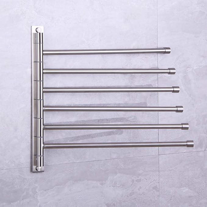 Towel Holder Swing Out Towel Bar Stainless Steel Bathroom Hand Towel Rack 6-Bar Folding Arm Swivel Hanger Wall Mount Polished Finish