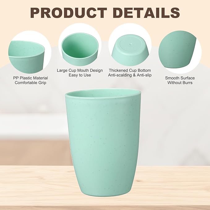 uxcell 2 Pcs Simple Toothbrush Cup, 3 x 3 x 4.1 Inch Bathroom Tumbler Reusable Plastic Cup Set for Storing Toothpaste Toothbrushes Combs Water Beverages, Light Green