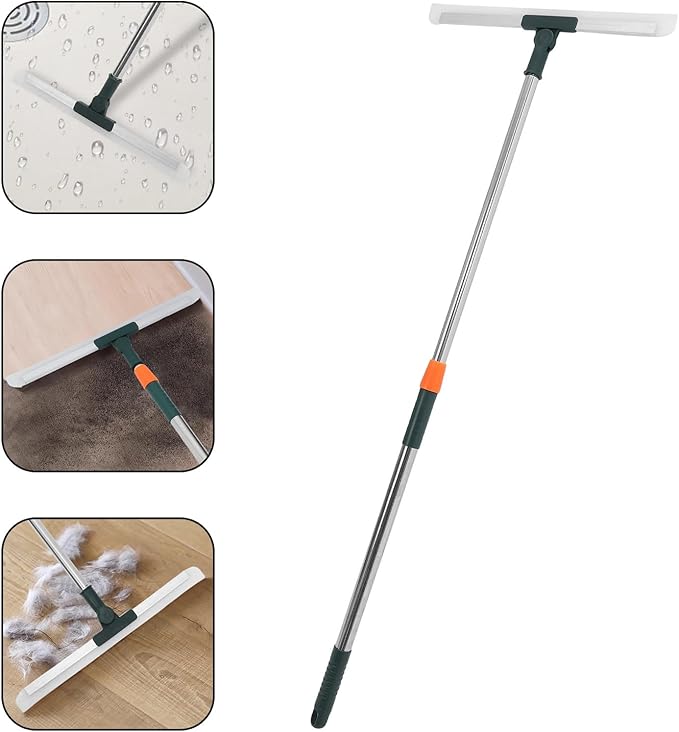 SUPVOX Silicone Floor Squeegee with Long Handle 36cm Water Scraper for Tile Shower Walls Bathroom Kitchen Glass Cleaning Tool