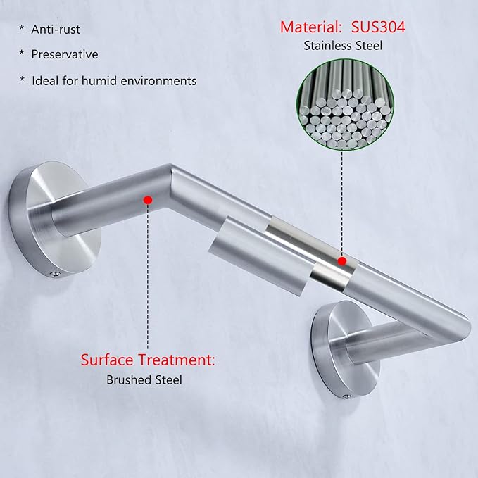 12 Inch Hand Towel Bar Bathroom Towel Holder,Bath Accessories Thicken Stainless Steel Shower Towel Rack,Kitchen Dish Cloth Hanger Wall Mount Brushed Steel,96018-2-12BS.