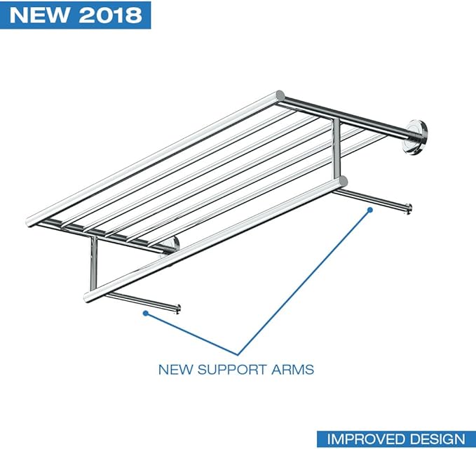 Gatco 4247 Latitude II Towel Rack, 24 Inch, Chrome/Wall Mounted Steel Towel Rack with Bar for Bathroom