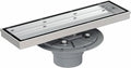 Neodrain 12-Inch Brushed Linear Shower Drain, 2-in-1 Flat & Tile Insert Cover, Stainless Steel Linear Drain, Brushed Rectangle Shower Floor Drain with Hair Strainer, Shower Drain Base