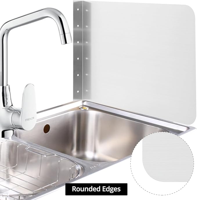 QWORK 304 Stainless Steel Splash Guard Set, Rustproof, Wear-Resistant, Quick Installation, Rounded Design for Safety
